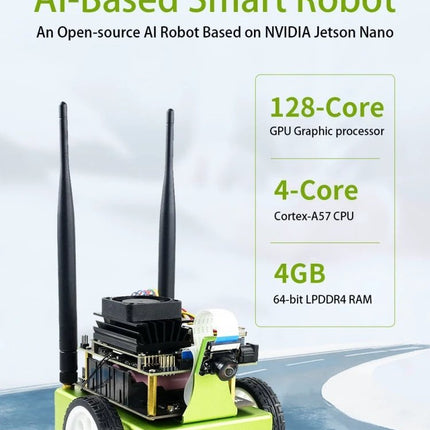 Waveshare JetBot AI Kit for DIY Smart Robot Projects AI-based smart robot with Jetson Nano, 128-core GPU, 4-core CPU, 4GB RAM for DIY robotics
