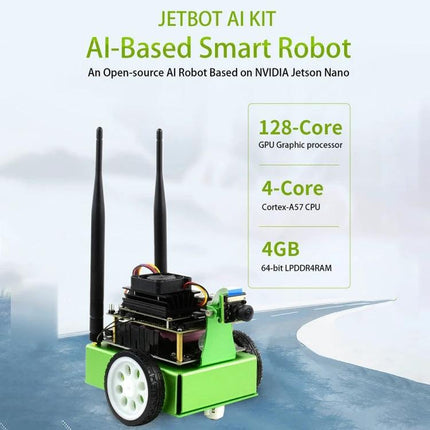 Waveshare JetBot AI Kit Accessories for Jetson Nano with US Plug - green AI robot kit with camera, expansion board, motors and Jetson Nano modules