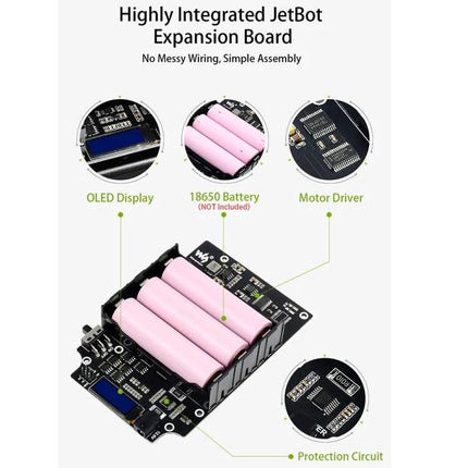 Waveshare JetBot AI Kit Accessories for Jetson Nano with US Plug expansion board with OLED display, 18650 battery holder, motor driver and protection circuit