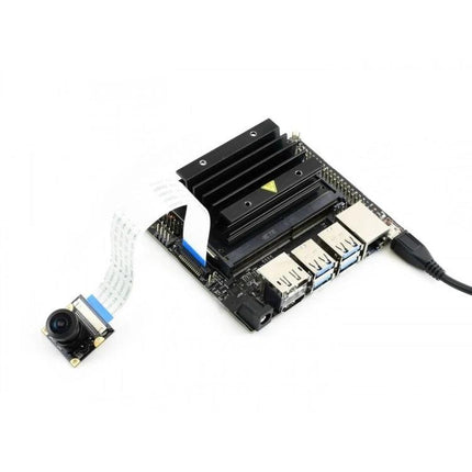Waveshare IMX219 Camera with 160-Degree Field of View for Projects mounted via ribbon cable to single-board computer—8MP wide-angle camera for robotics and surveillance