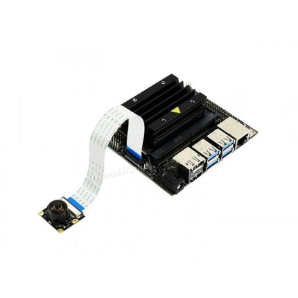 Waveshare Wide-Angle Camera for Jetson Nano Projects 8MP IMX219 module connected to Jetson Nano via ribbon cable