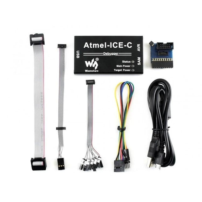 Original Atmel-ICE-C Development Tool for AVR and SAM Microcontrollers with cables and connectors in aluminium alloy enclosure