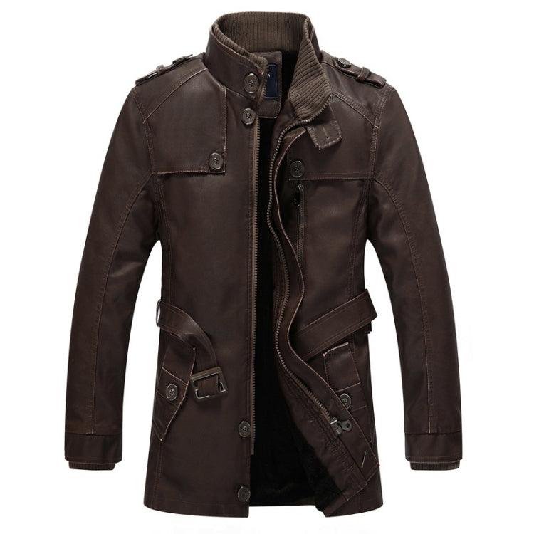 Men's Long Sleeve Casual Leather Jacket Coat