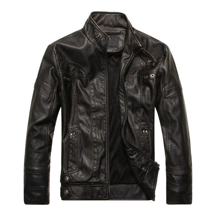 Men's Stylish PU Leather Motorcycle Jacket with Zipper Detail