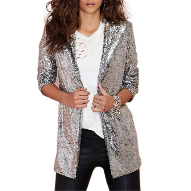 Women Sequined Suit Jacket Without Buckle Stage Clothing 