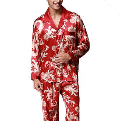 Elegant Silk Long Sleeve Men's Sleepwear Set