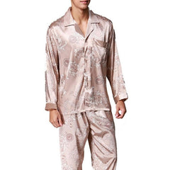 Elegant Silk Long Sleeve Men's Sleepwear Set