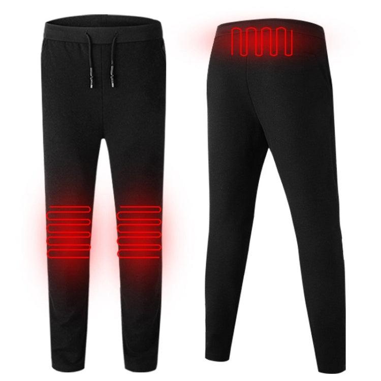 USB Heated Thick Cotton Casual Trousers (Color: Black, Size: M)