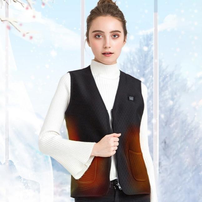 Intelligent Charging Heated Vest for Men and Women - Plus Velvet Warm Clothing in Black (Size: XXXL)