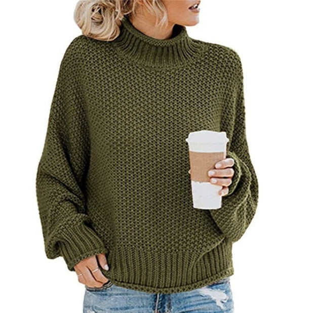 Fashion Thick Thread Turtleneck Knit Sweater, XL