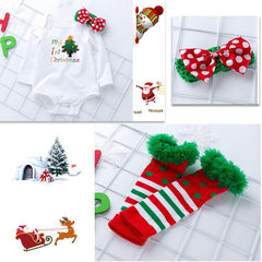 Santa Claus Baby Christmas Long Sleeve Tulle Romper Set (Size: 66)