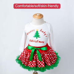 Santa Claus Baby Christmas Long Sleeve Tulle Romper Set (Size: 66)