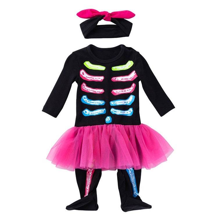 Halloween Long-Sleeved Skull Costume Childrens Clothing Fun