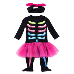 Costume de crâne à manches longues d'Halloween Vêtements pour enfants Vêtements pour bébés Vêtements pour bébés Costume de groupe une pièce