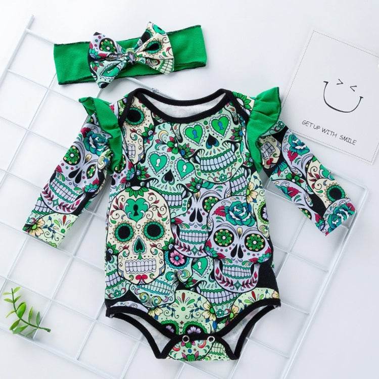 Halloween Long-Sleeved Skull Print Infant Baby Clothes