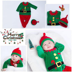 Christmas Infant Long-Sleeve Santa Claus Jumpsuit and Hat Set