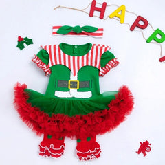 Holiday-Themed Baby Tutu Romper Set with Short Sleeves