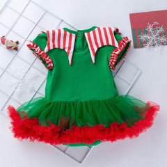 Holiday-Themed Baby Tutu Romper Set with Short Sleeves