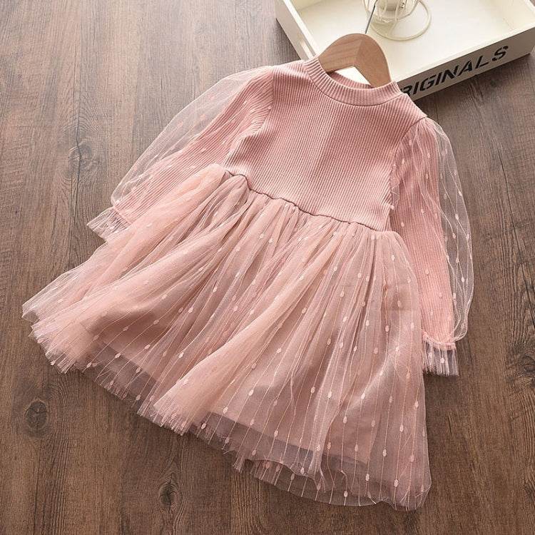 Girls Sequined Puff Sleeve Knitted Yarn Skirt 90-130 Fashion