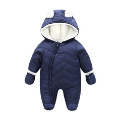 Fleece-Lined Hooded Jumpsuit with Zipper Closure