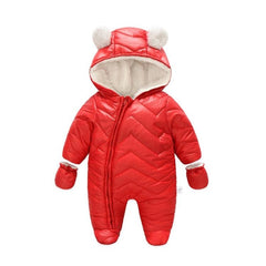 Fleece-Lined Hooded Jumpsuit with Zipper Closure