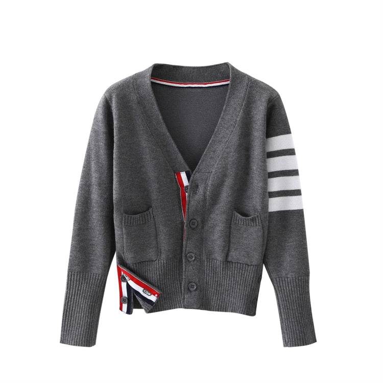 V-Neck Sweater Girls Mid-Length Sweater Coat Sizes 100-160