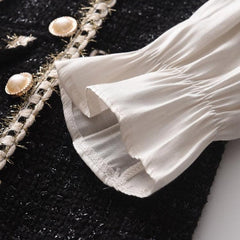 Girls Elegant Pearl-Embellished Ruffle Dress