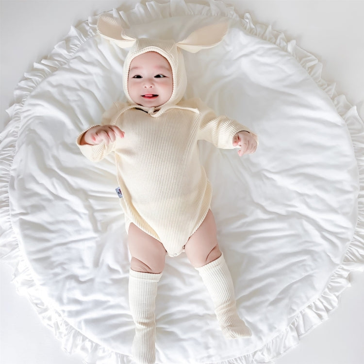 Ensemble 3 en 1 barboteuse en coton et lycra en forme de lapin pour bébé avec bonnet et chaussettes