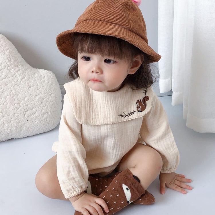 Cozy Autumn Squirrel Embroidery Cotton Baby Romper