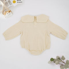 Cozy Autumn Squirrel Embroidery Cotton Baby Romper