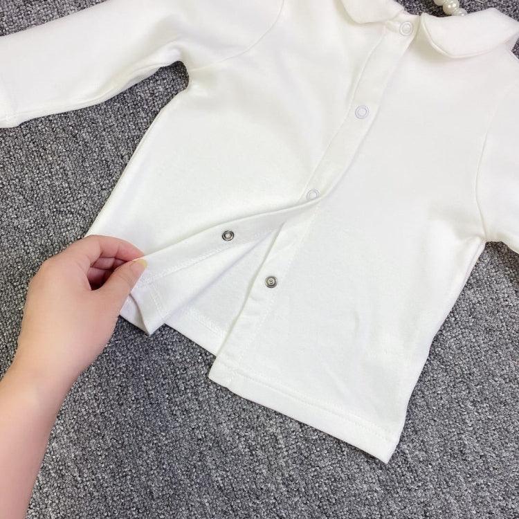 Embroidered Long Sleeve T-shirt for Baby Girls with Small Lapel Design