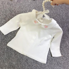 Embroidered Long Sleeve T-shirt for Baby Girls with Small Lapel Design Pink swan 73cm