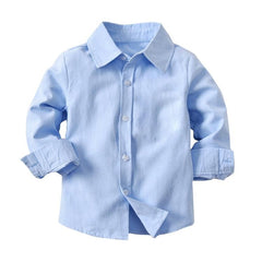 Kids' Stylish Long-Sleeve Shirt with Denim Suspenders and Trouser Set