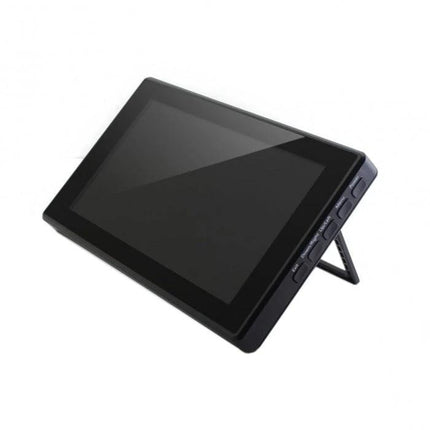 Waveshare 7-Inch Capacitive Touchscreen LCD for Raspberry Pi Projects angled display with built-in stand and capacitive touch for prototyping and portable workstations