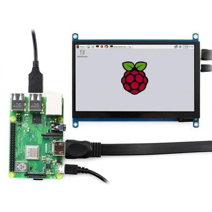 Waveshare 7 Inch Portable IPS Touch Screen for Raspberry Pi showing Raspberry Pi connected as portable monitor