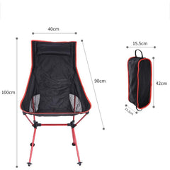 Lightweight Portable Folding Camping Chair with Backrest - Durable Aluminum Alloy Beach and Fishing Recliner