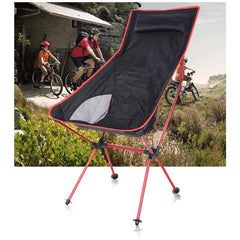 Lightweight Portable Folding Camping Chair with Backrest - Durable Aluminum Alloy Beach and Fishing Recliner