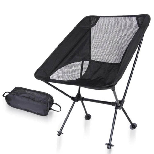 Outdoor Portable Folding Camping Chair Black for Beach and Fishing - lightweight aluminum frame, breathable mesh, compact foldable seat