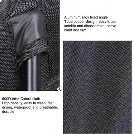 Outdoor Portable Folding Camping Chair Black for Beach and Fishing showing black 600D Oxford fabric and aluminum alloy tube close-up