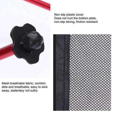 Outdoor Portable Folding Camping Chair Black for Beach and Fishing breathable mesh fabric and non-slip plastic foot detail