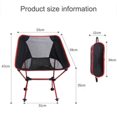 Lightweight Portable Folding Camping Chair with Backrest - Durable Aluminum Alloy Fishing and Beach Recliner