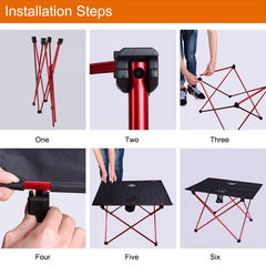 Mesa de picnic plegable portátil de aluminio para exteriores con tela Oxford y portavasos