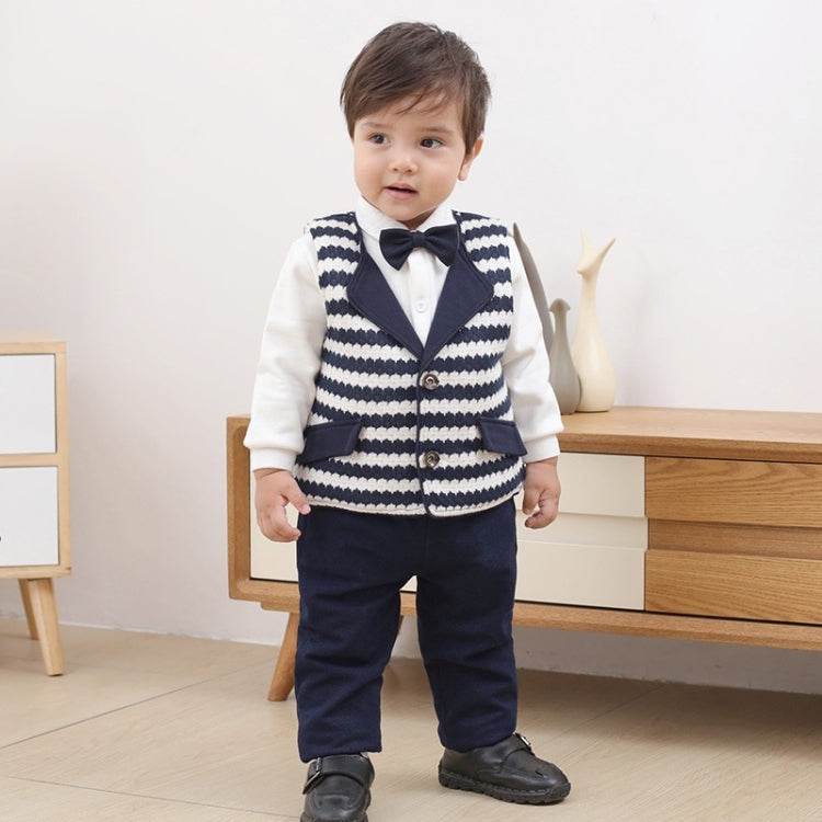 Conjunto de tres piezas de camisa, chaleco y pantalón estilo caballero para bebé niño