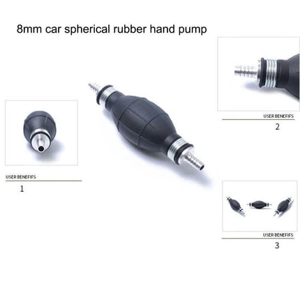 8mm Gasoline Hand Pump For Cars And Motorcycles Everyday Use black 8mm rubber spherical manual fuel transfer pump with hose fittings