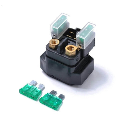 Yamaha Starter Relay Solenoid Kit With Fuses For Motorcycles replacement relay and two green fuses for Yamaha motorcycles and ATVs
