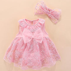 Vestido de niña pequeña con lazo (color: blanco, talla: 66-73)