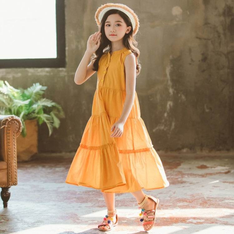 Girls Sleeveless Stitching Dress for Sizes 120 to 165