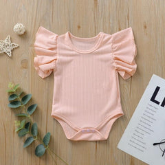 Lace Sleeve Baby Romper with Concealed Buckle Closure