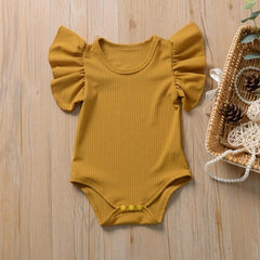 Lace Sleeve Baby Romper with Concealed Buckle Closure