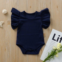 Lace Sleeve Baby Romper with Concealed Buckle Closure